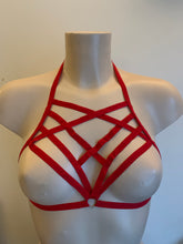 Load image into Gallery viewer, Sexy Red Elasticated Body Harness- Bralet.