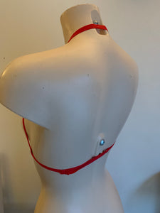 Sexy Red Elasticated Body Harness- Bralet.