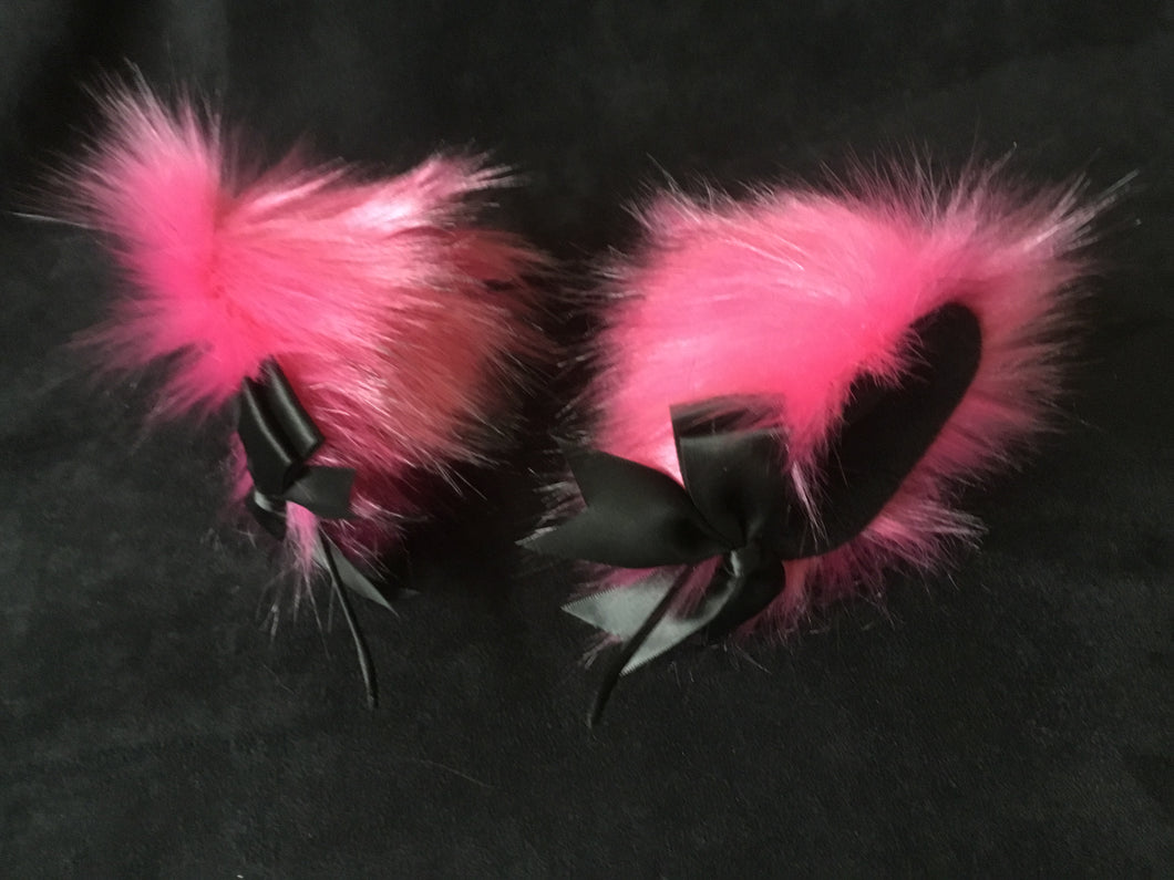 Stunning Hot Pink  & BlackKitten/Wolf  Ears, BDSM.Cosplay, Anime. Petplay