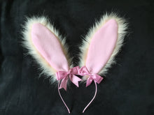 Load image into Gallery viewer, Sweet Peachy Pink &amp; Baby Pink Bunny  Ears, BDSM, Bunnyplay, petplay. Cosplay .anime . Bunnygirl